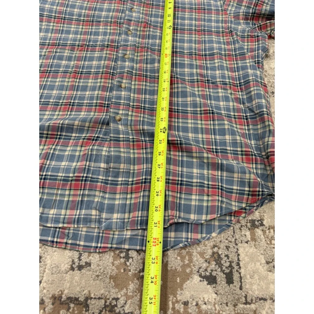 Ralph Lauren Classic Fit Plaid Button Down Shirt XXL Blue Red Cotton